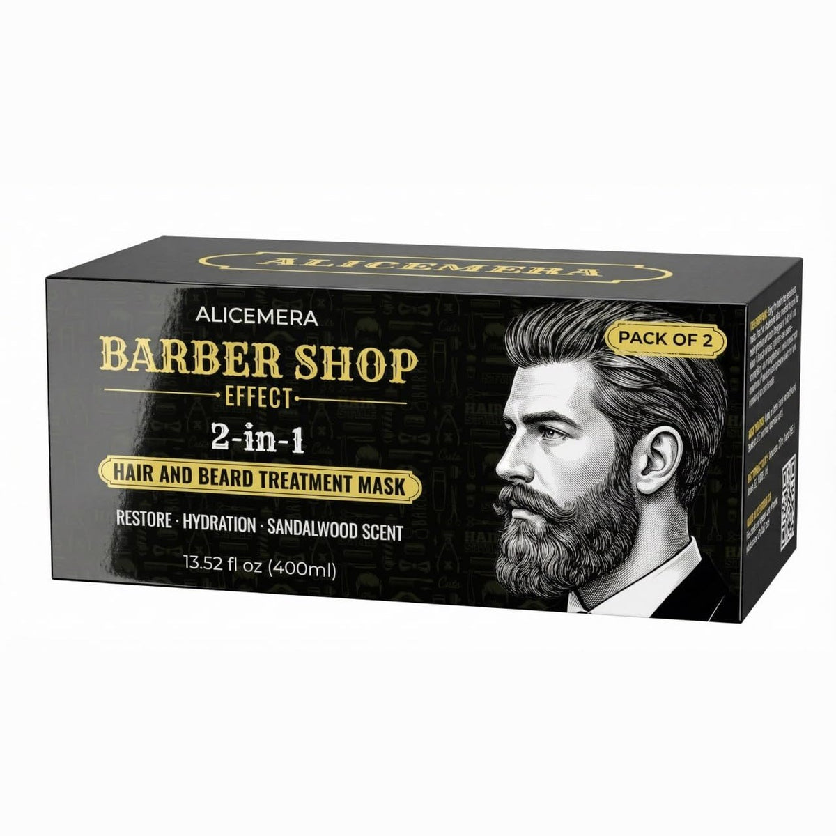 Alicemera Barber Shop Effect 2-in-1 hair and beard treatment mask, Pack of 2 box, 2 x 6.76 fl oz (13.52 fl oz, 400 ml)