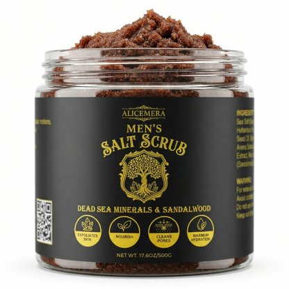 Alicemera Body Scrub for Men, Dead Sea Minerals & Sandalwood