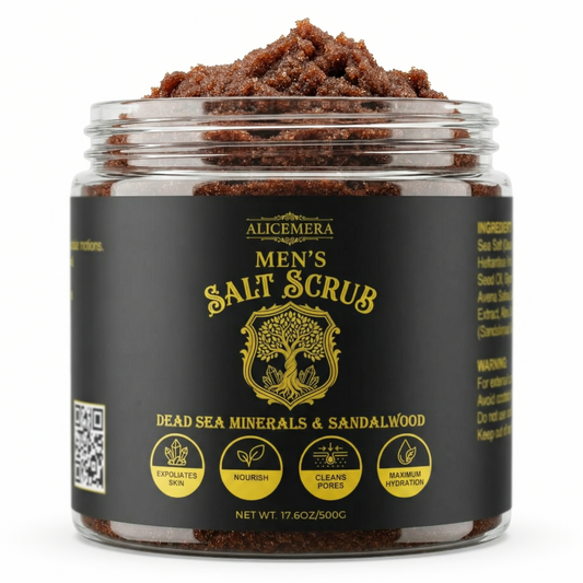 Alicemera Body Scrub for Men, Dead Sea Minerals & Sandalwood
