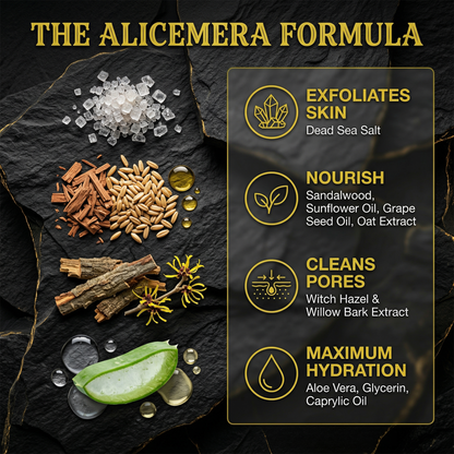 Alicemera Body Scrub for Men, Dead Sea Minerals & Sandalwood