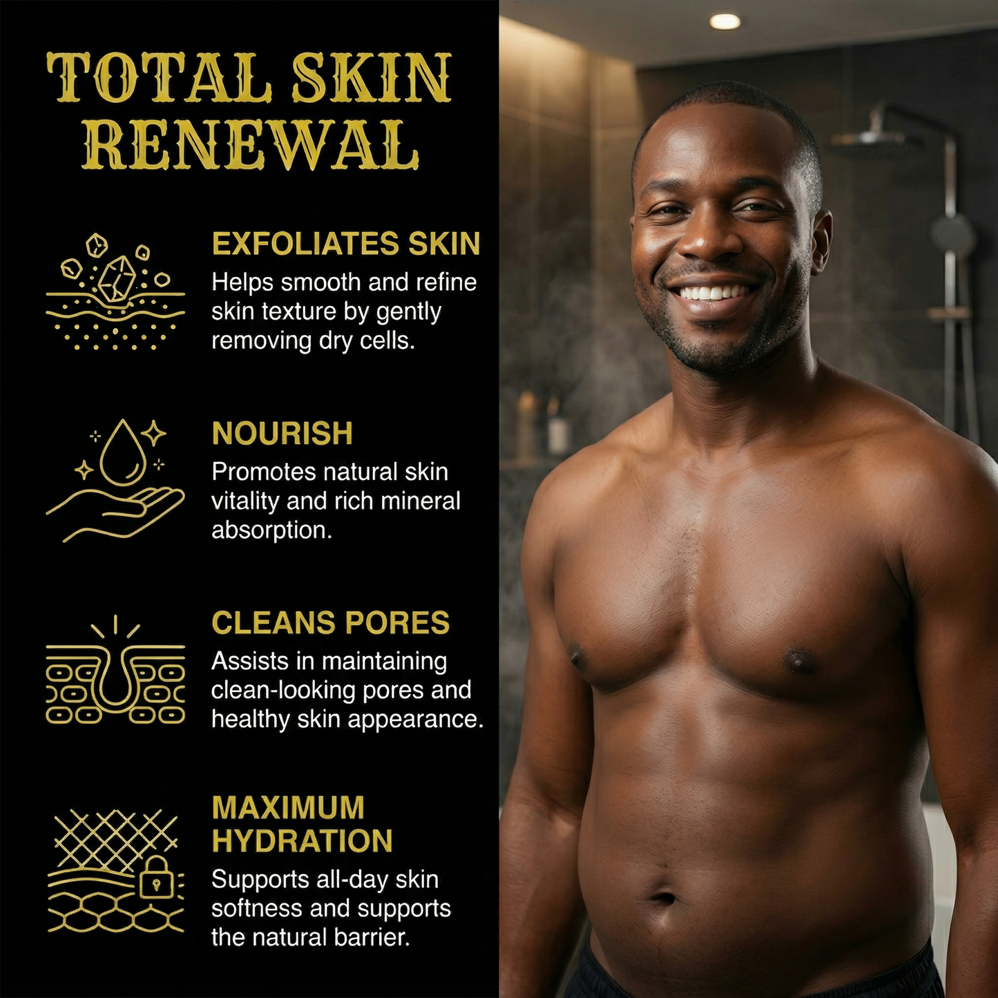 Alicemera Body Scrub for Men, Dead Sea Minerals & Sandalwood