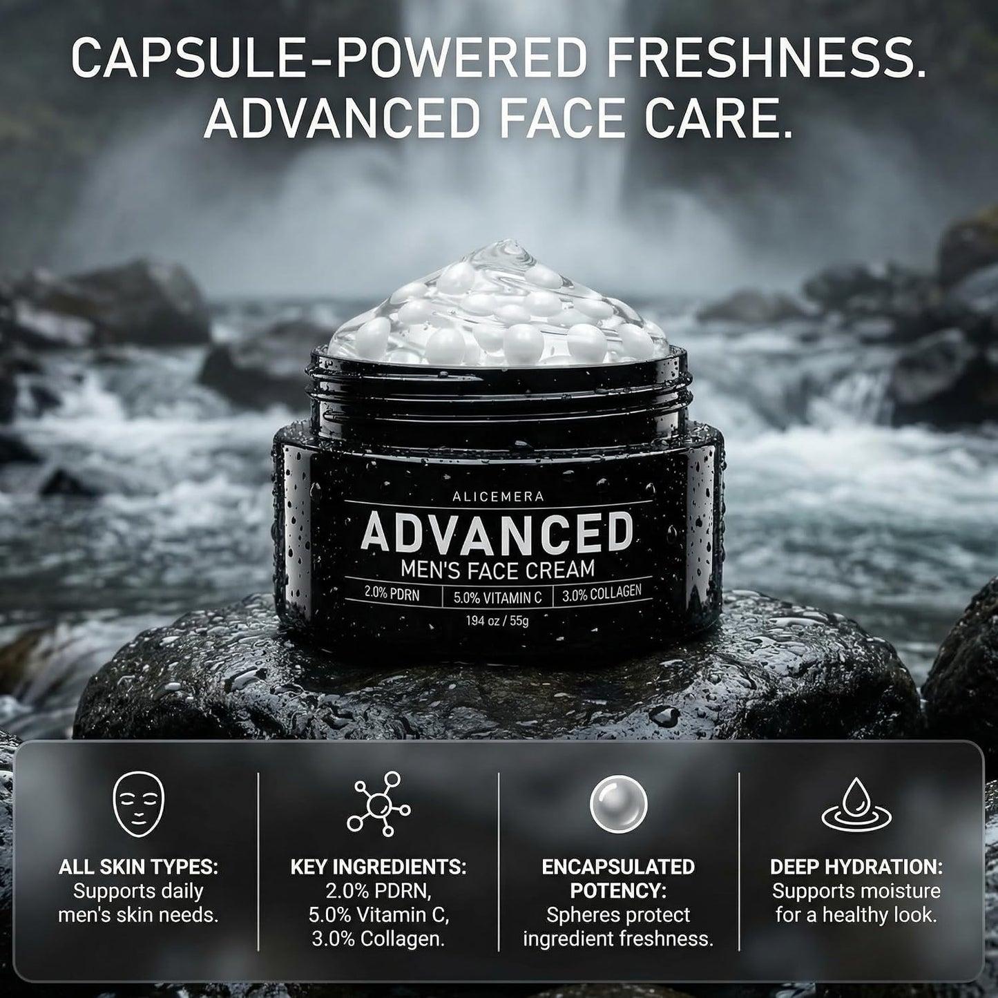 Alicemera Advanced PDRN Capsule Cream for Men with Vitamin C & Collagen