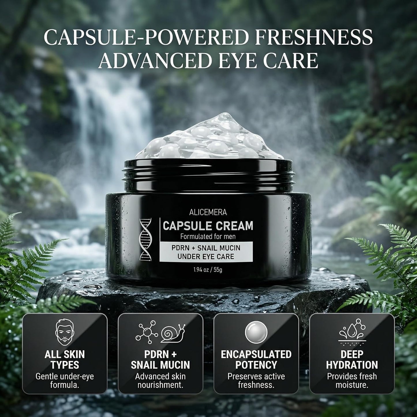 Alicemera PDRN Eye Cream for Men with Snail Mucin & Collagen