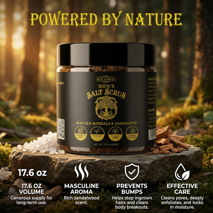 Alicemera Body Scrub for Men, Dead Sea Minerals & Sandalwood