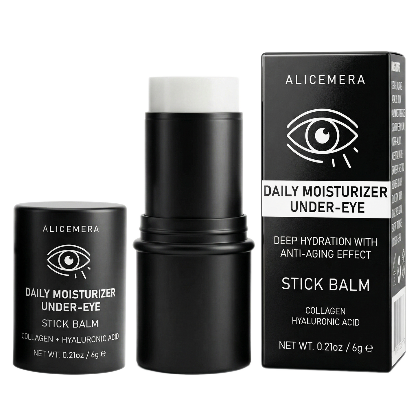 Alicemera Daily Moisturizer Under-Eye Stick Balm with packaging on a white background