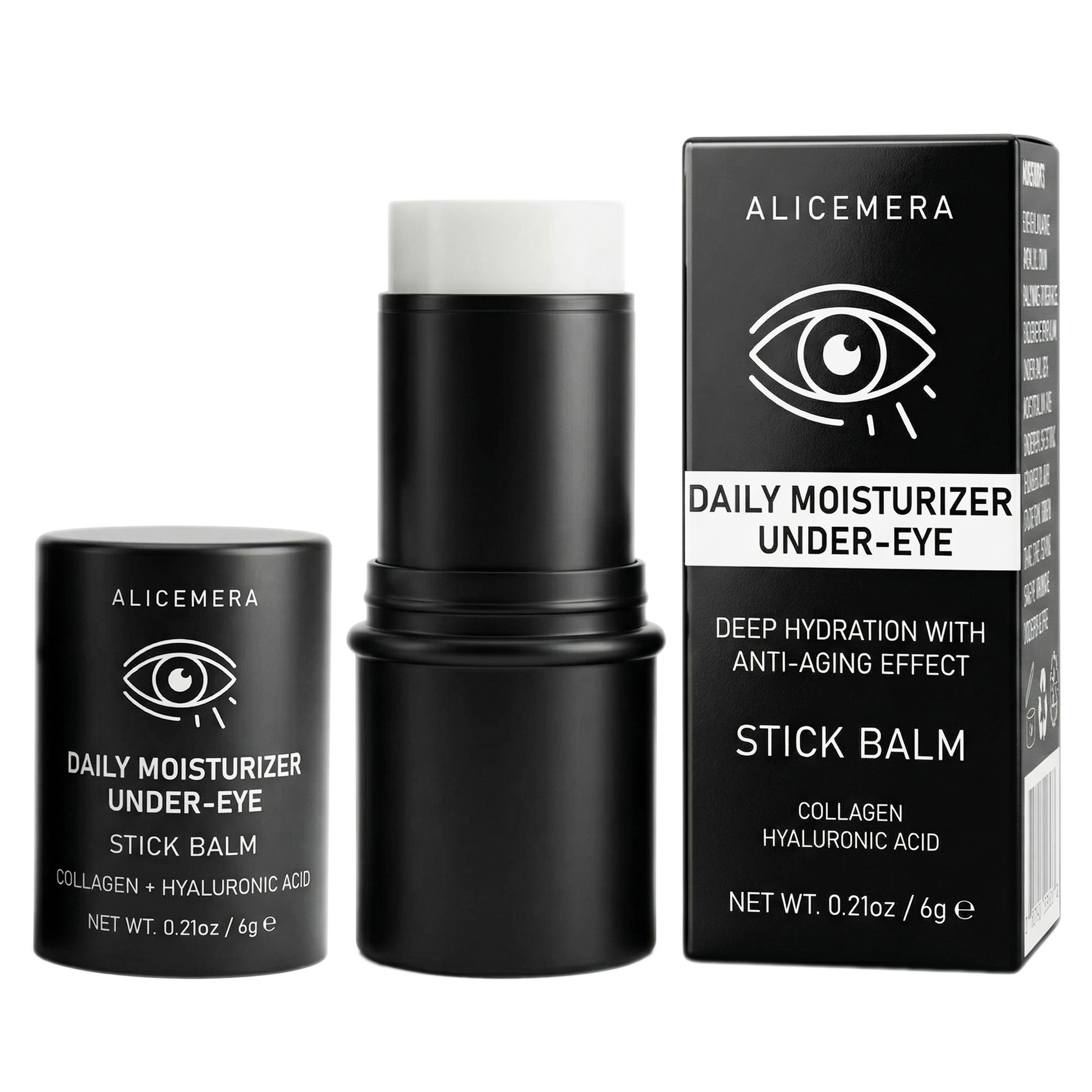 Alicemera Daily Moisturizer Under-Eye Stick Balm with packaging on a white background