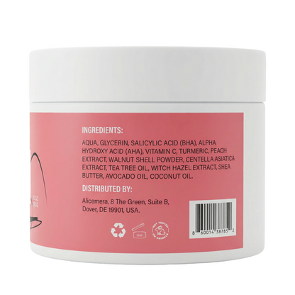 Back of a cosmetic jar with ingredients list on a white background