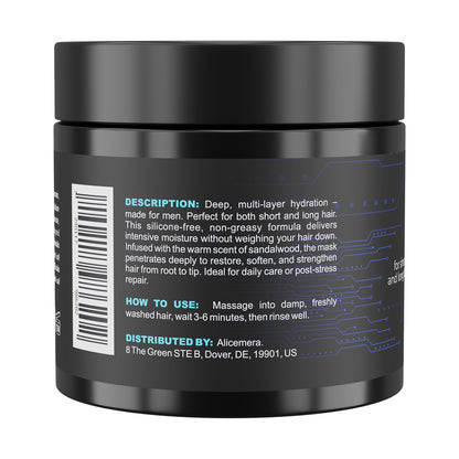 Black hair care product jar with label on a white background